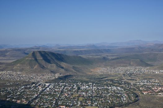 Town of Graaff-Reinet in the Eastern Cape of South Africa set in the loop of the Sundays River in the Valley of Desolation.