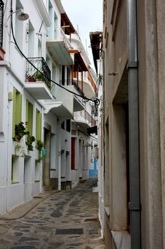 Mix of ancient Greek and Turkish architecture in Skopelos city,Greece