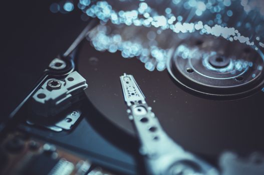 record plate of chips with fiber optic lights