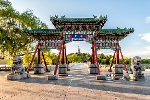 Chinese arch, at the entrance to the Beihai Park of Beijing, China.