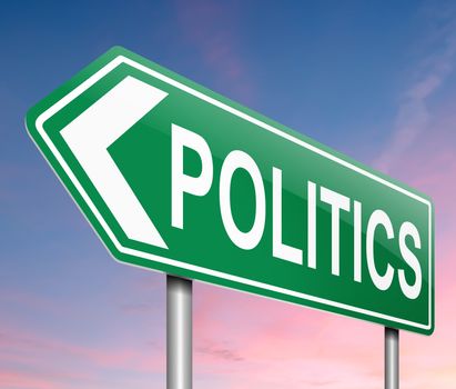 Illustration depicting a sign with a politics concept.