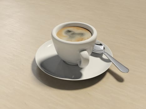 illustration of white cup of coffee on the table