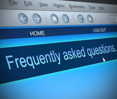 Illustration depicting a computer screen capture with an FAQ concept.