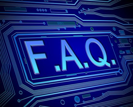Abstract style illustration depicting printed circuit board components with an FAQ concept..