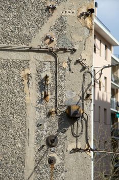 part of a power line disposed on a wall