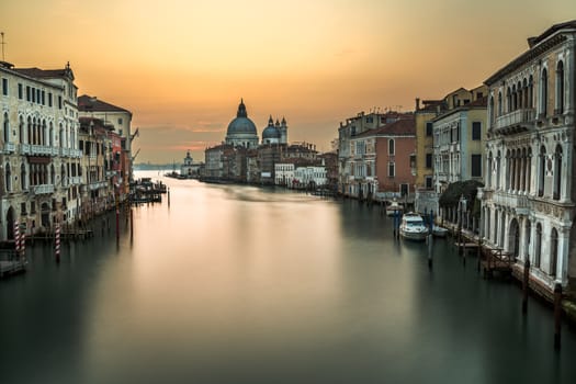 Grand Canal and Santa Maria della Salute Church from Accademia Bridge Venice, Italy