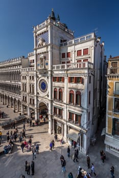 VENICE, ITALY - 8 MARCH, 2014: Saint Mark Square in Venice, Italy on 8 March, 2014. Piazza San Marco is the principal public square of Venice, Italy.