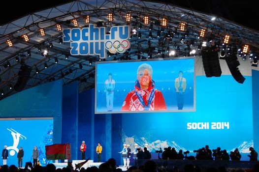 Medal ceremony at XXII Winter Olympic Games Sochi 2014, Russia