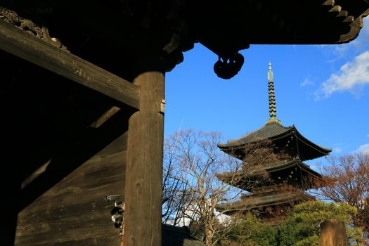 Daigoji Temple Five-storied Pagoda in spring, kyoto, japan