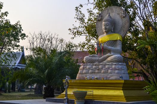 Buddha statue on golden base thailand temple