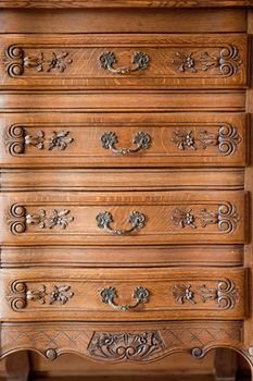 Antique wood carved chest of drawers