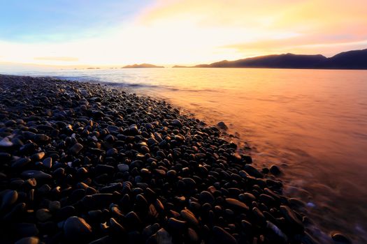 Twilight:An island of smooth polished rocks in formation, a tourist attraction near Koh Lipe (aka Ko Lipeh)