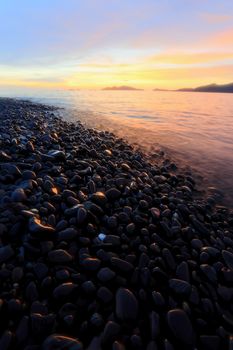 Twilight:An island of smooth polished rocks in formation, a tourist attraction near Koh Lipe (aka Ko Lipeh)