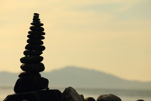 Twilight:An island of smooth polished rocks in formation, a tourist attraction near Koh Lipe (aka Ko Lipeh)