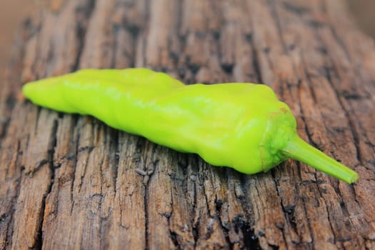 Hot chili pepper on old wooden background