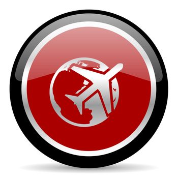 red glossy web button on white background