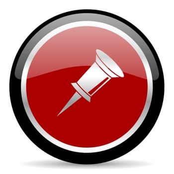 red glossy web button on white background