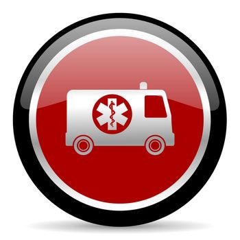 red glossy web button on white background