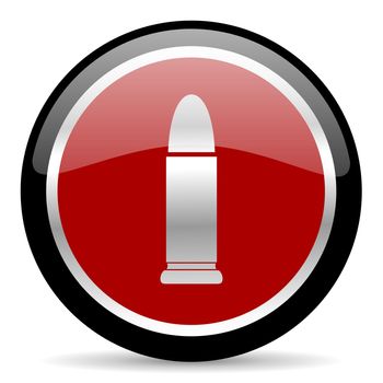 red glossy web button on white background