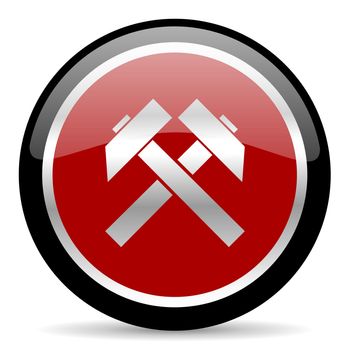 red glossy web button on white background