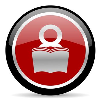 red glossy web button on white background