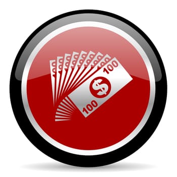 red glossy web button on white background