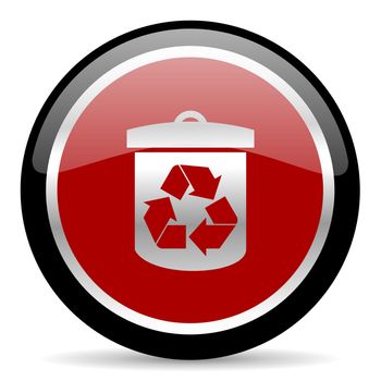 red glossy web button on white background
