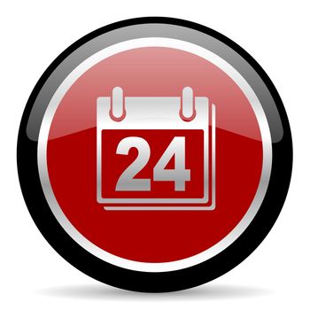 red glossy web button on white background