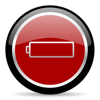 red glossy web button on white background