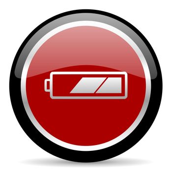 red glossy web button on white background