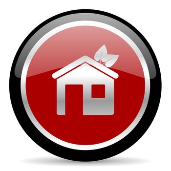 red glossy web button on white background
