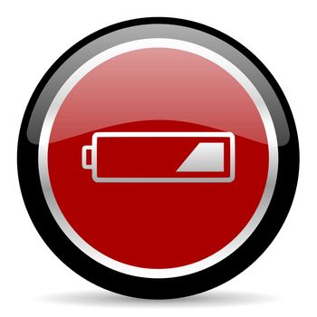 red glossy web button on white background