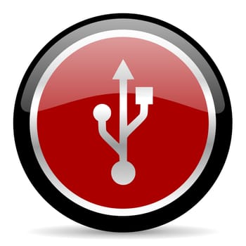 red glossy web button on white background