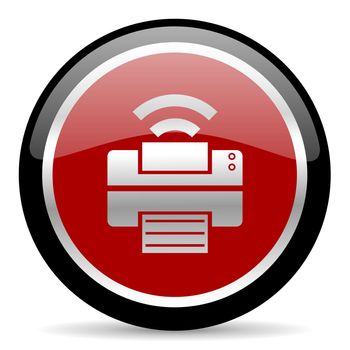 red glossy web button on white background