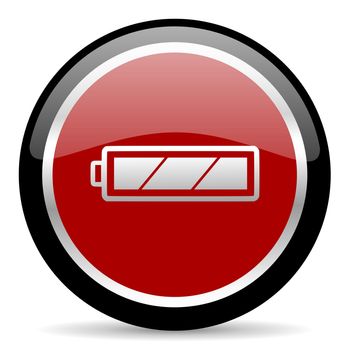 red glossy web button on white background