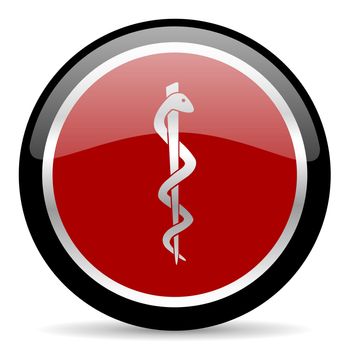 red glossy web button on white background