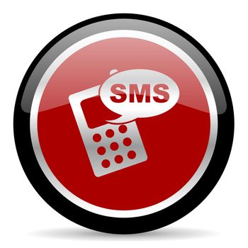 red glossy web button on white background