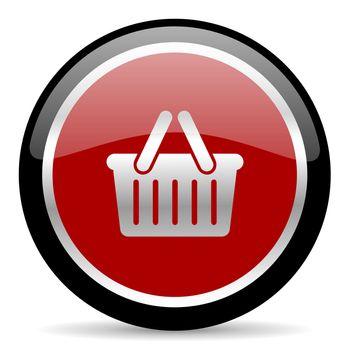 red glossy web button on white background