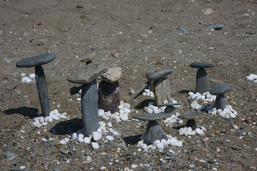 Stonehenge on the beach on Greek island Skopelos