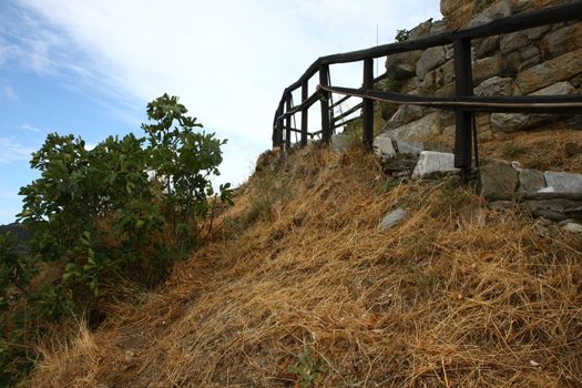 Ancient walls of Skopelos town on the Greek island Skopelos