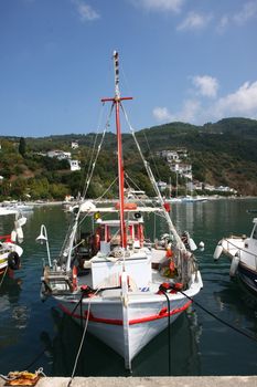 Fishing boat in Greek port Skopelos on Skopelos island