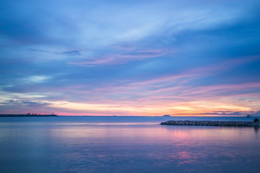 Beautiful twilight background of seashore, stock photo