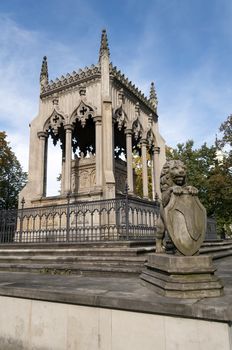 Rampant lion at the Mausoleum of Aleksandra and Stanislaw Kostka Potocki in Wilanow, Warsaw.