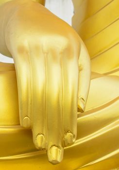 the gorgeous golden buddha hand in the temple