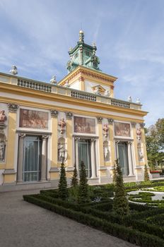 View of the Royal Palace in Wilanow, Warsaw, Poland.