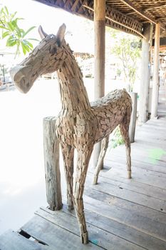 Horse made of scrap wood, stock photo