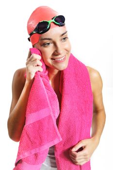 swimmer's body wipe pink towel