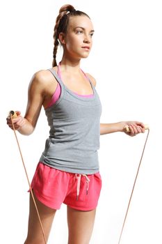 energetic woman jumping rope