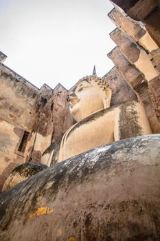 the old buddha in the Thai temple of the North of Thailand