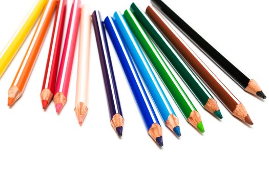 Beautiful color pencils on a white background